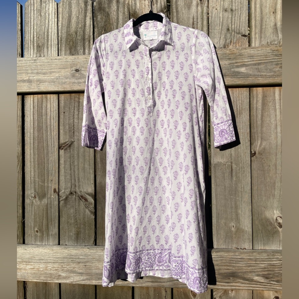 Islapayal Purple Block Patterned Cotton Dress Size S